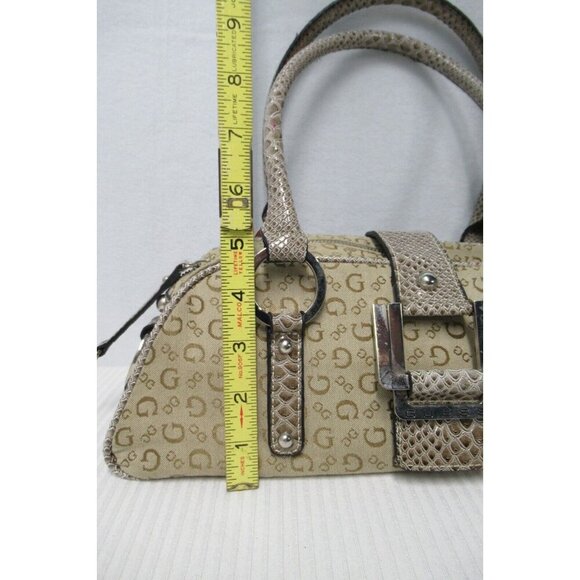 Guess Y2K Style Python Canvas Tan Signature Monogram Logo Purse Shoulder Bag - Picture 4 of 10